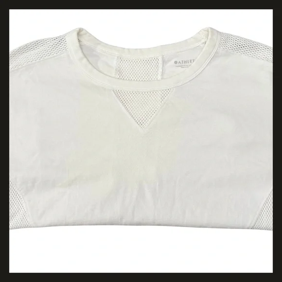 Athleta Rebalance Sweatshirt White Mesh Panel Long Sleeve Cotton Top  Small NWOT - Picture 10 of 14